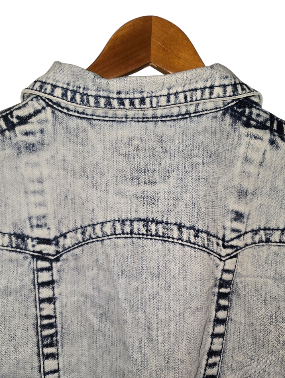 True Religion Kids Denim Jimmy Trucker Jacket Acid Wash Rope Stitch Blue Size Sm - Picture 7 of 12